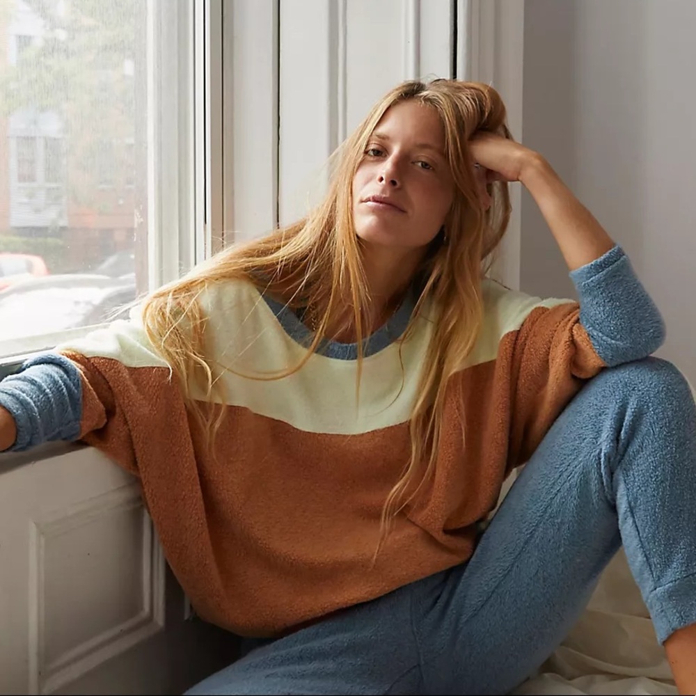 Free People Blue Monday Fleece Pullover